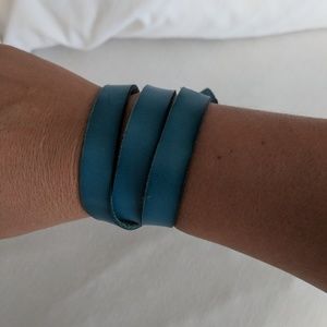 Torquois blue wrapped leather bracelet